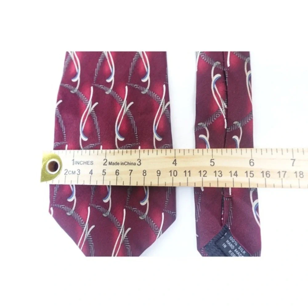 Alexander Julian‎ Colours Tie Burgundy Abstract 90s Silk Neck Tie Korea